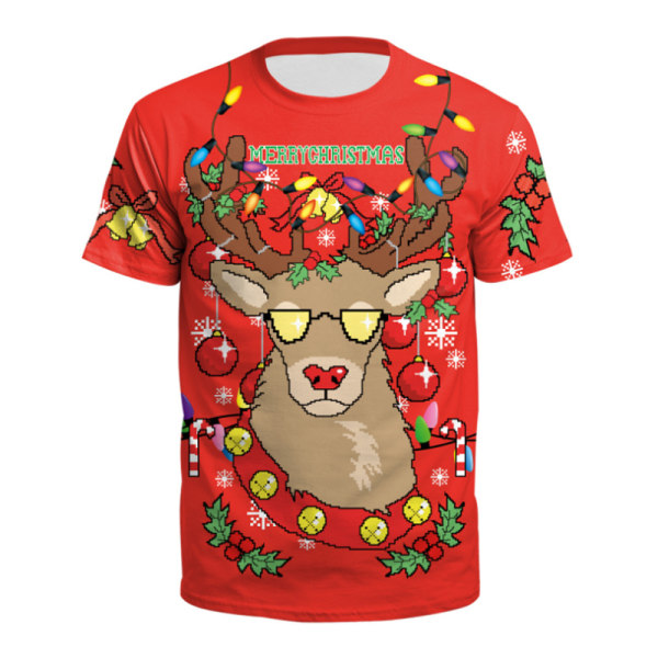 Jul Xmas grafiskt print Kvinnor Män Kortärmad T-shirt H Style L