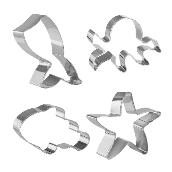 En 4-delad stansare i rostfritt stål används för att göra kakdessert- set. style1