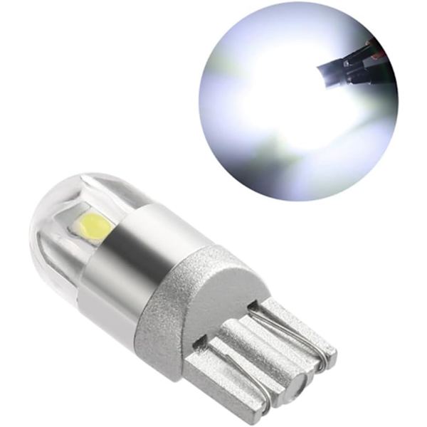 2 st vita T10 3030 2SMD LED-lampor för bil, hög belysningslampa, LED-varselljus, sidoljus, LED-blinkerslampa, registreringsskylt, motorcykel