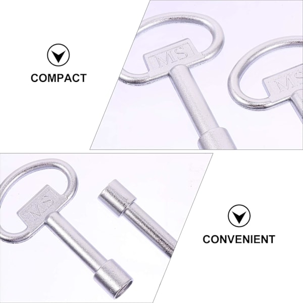 Robust Radiatornyckel, Zinklegeringskonstruktion, Multifunktionell För Gas, Hissar, Verktyg, Icke-blekande Silverfinish, Lätt Att Bära Och Använda - Set Om 2