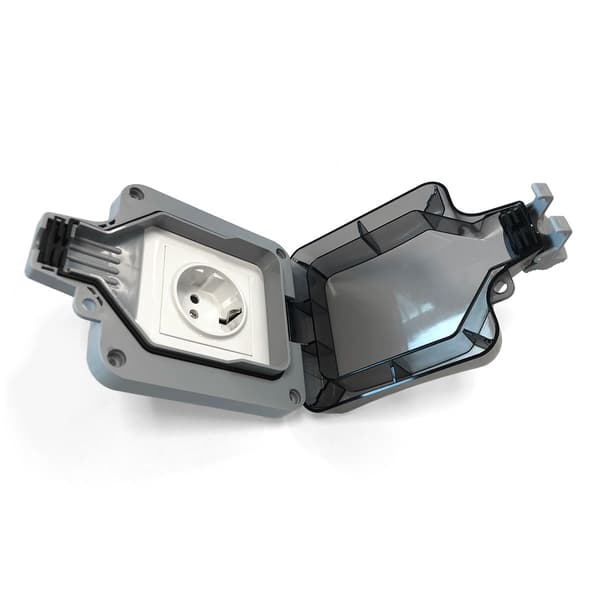 Ulkoseinäpistorasia kannella IP66 Pistorasia 16A 250V Harmaa Harmaa