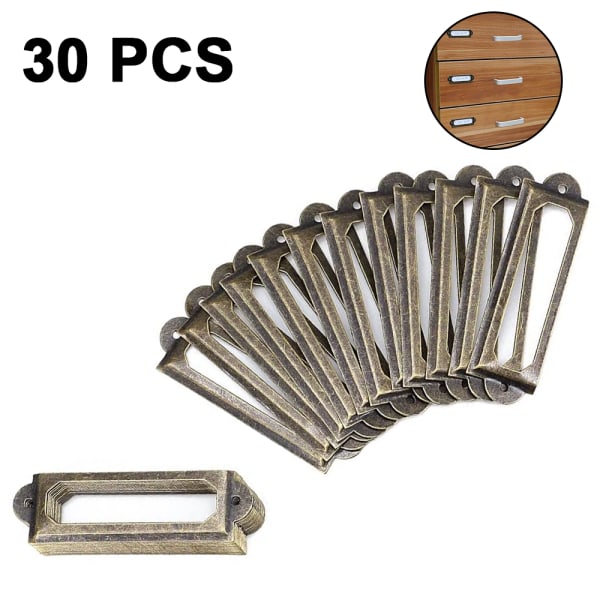 30Pcs Metal Label Holder Card Holder 70 * 33 Mm,Green bronze