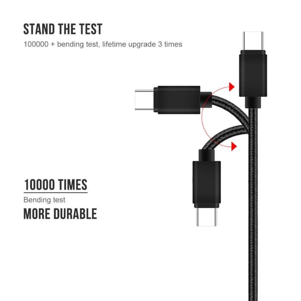 2-pak med 2-meter hurtigopladende USB-C datakabler/opladere/ladekabler (sort)