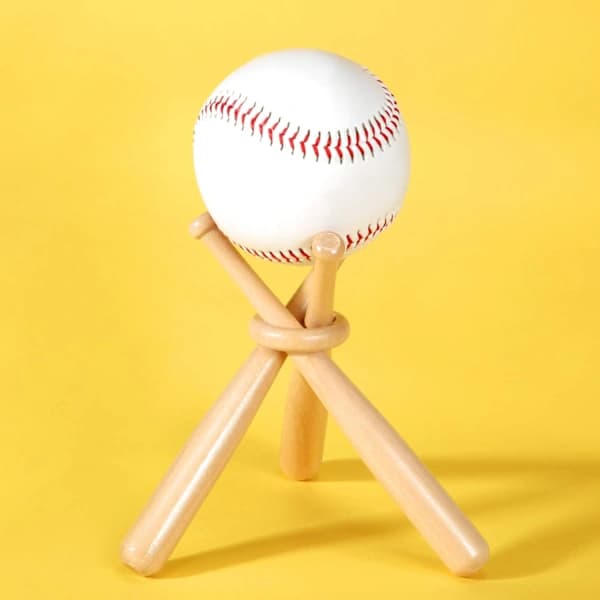 Baseball display stand, boldisplay, trædisplaybord, solid rund træpind, til baseballentusiaster (baseball ikke inkluderet)