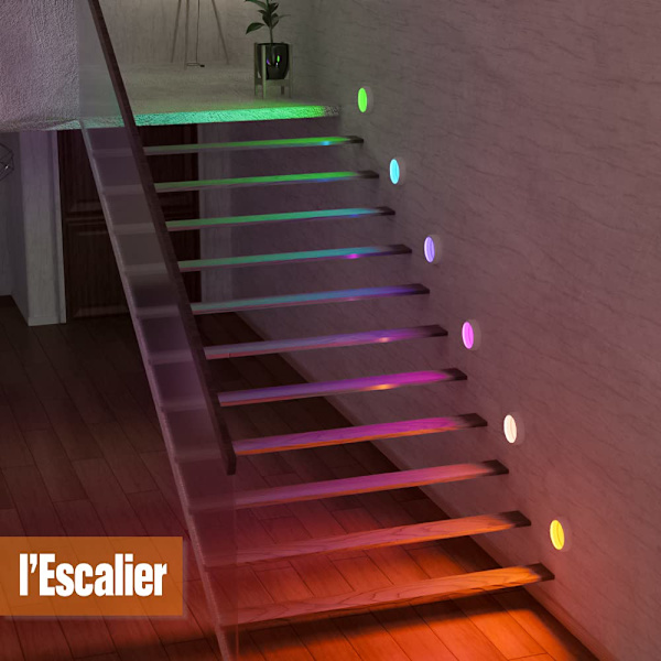 6 kaapin lamppu, 13 väriä langaton RGB LED-yövalo, portaiden valo, langaton LED-pelivalo, 2 kaukosäätimellä