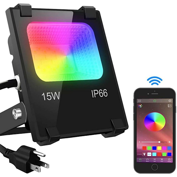 RGB LED-strålkastare, anpassningsbara färgskiftningslägen, minnesfunktion säkerställer att dina preferenser sparas, hållbar aluminiumkonstruktion