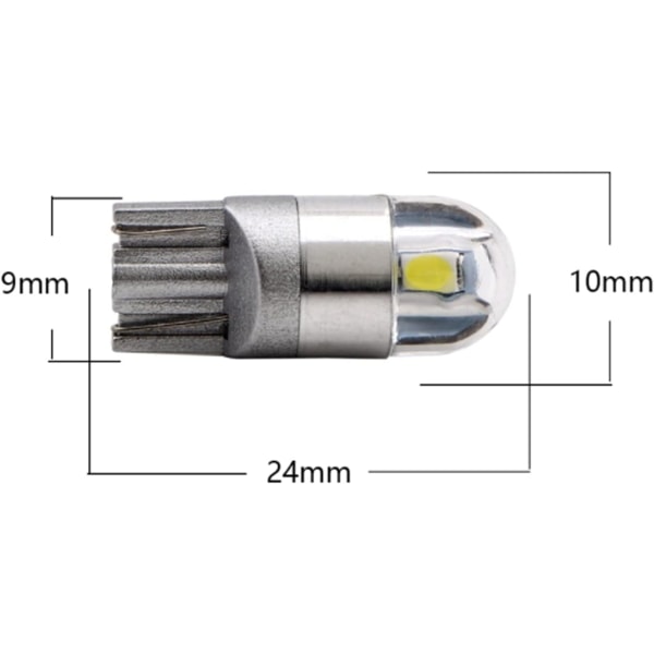 2 st vita T10 3030 2SMD LED-lampor för bil, hög belysningslampa, LED-varselljus, sidoljus, LED-blinkerslampa, registreringsskylt, motorcykel