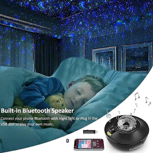 Galakseprojektor, Stjernelysprojektor LED-lys Soveværelse Med Bluetooth