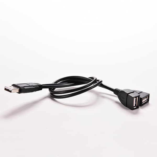 USB 2.0 A hann til 2 doble USB hunn Y-splitter hub strøm C svart 1 stk