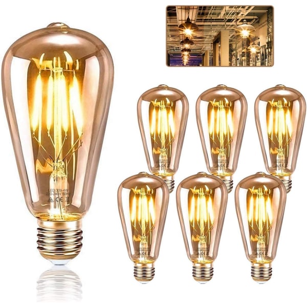 Retrolampa 4W LED vintage , mycket lämplig för retrobelysning i hus, kaféer, barer, musikrum, restauranger, bröllop, interiör