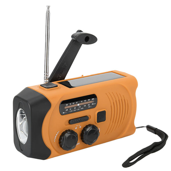 Handvev FM-radio Solenergi Nödtelefoner Laddare LED-ficklampa SOS Multifunktionell US-frekvens