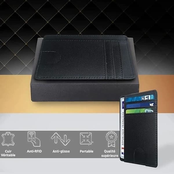 Lompakko - Petostentorjunta - Nahka - Musta - Tyylikäs - RFID-suojaus