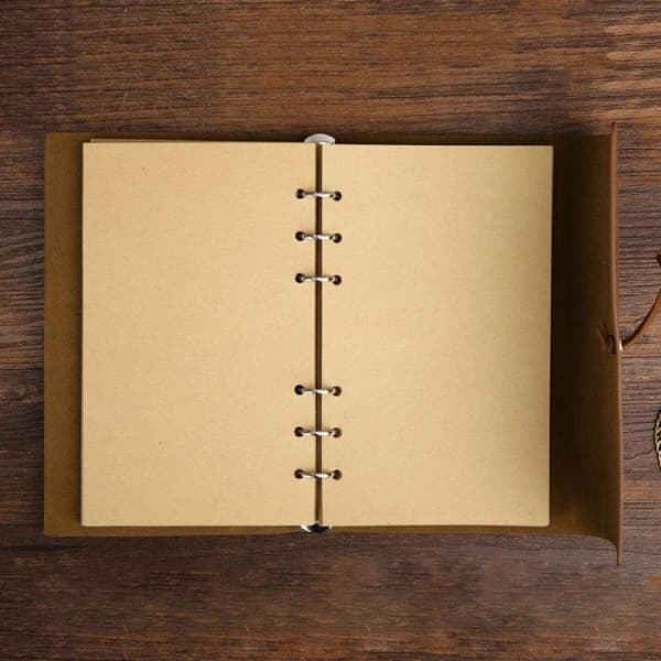 Dagbog / Notesbog 14 cm - Retro Læder - Brun Brun