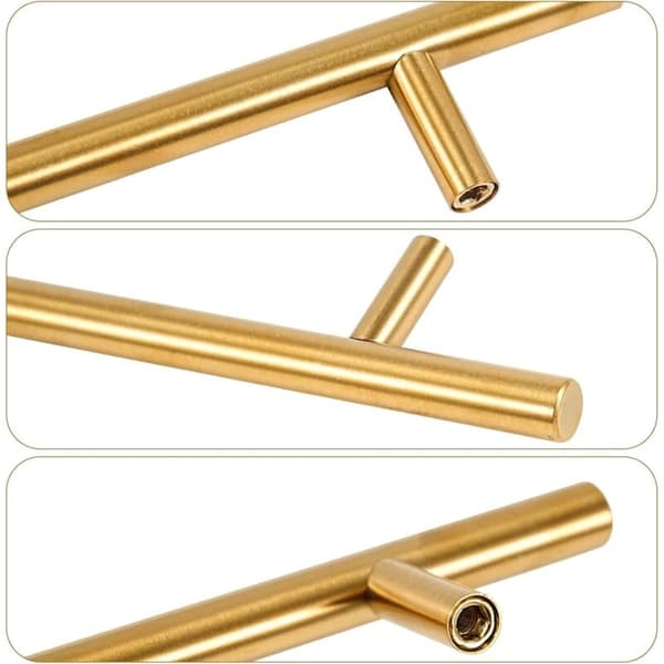 20-pak guld 150 mm brede T-greb til skabslåger og skuffer, centerafstand 96 mm