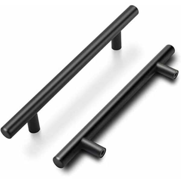 Sæt med 15 køkkenmøbelgreb Sorte greb - Køkkendørgreb Centerafstand 128mm med mat finish i rustfrit stål