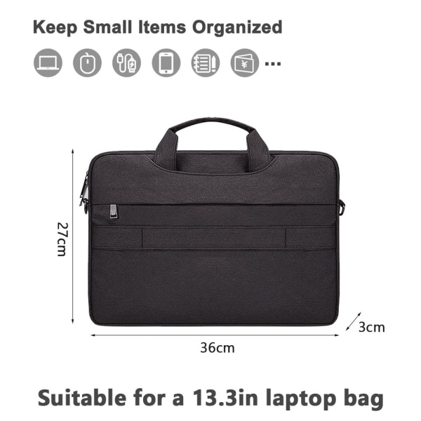 Laptop Skulder Messenger Bag, for 13-13.3 tommers bærbar PC, Arbeidskontor Reise, Interne dimensjoner er 34.5 * 25.5 * 2.5cm