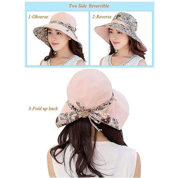 Dame solhat, sød sommer dame solhat, blødt skyggedesign, foldbar, UPF 50+ UV-beskyttelse, beige.
