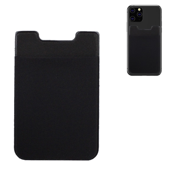 Läderkorthållare för baksidan av telefonen, mobiltelefon kreditkortshylsor Stick on Pocket Wallet för Android och alla smartphones Black