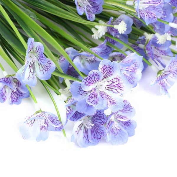 Kunstige blomsterbuket falske simulerede plastik orkideer blomster til udendørs haveindretning blå
