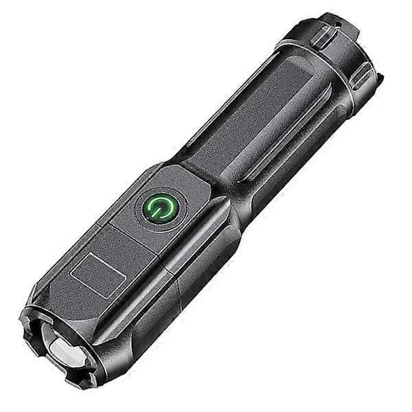 Genopladelig LED lommelygte Zoom sort