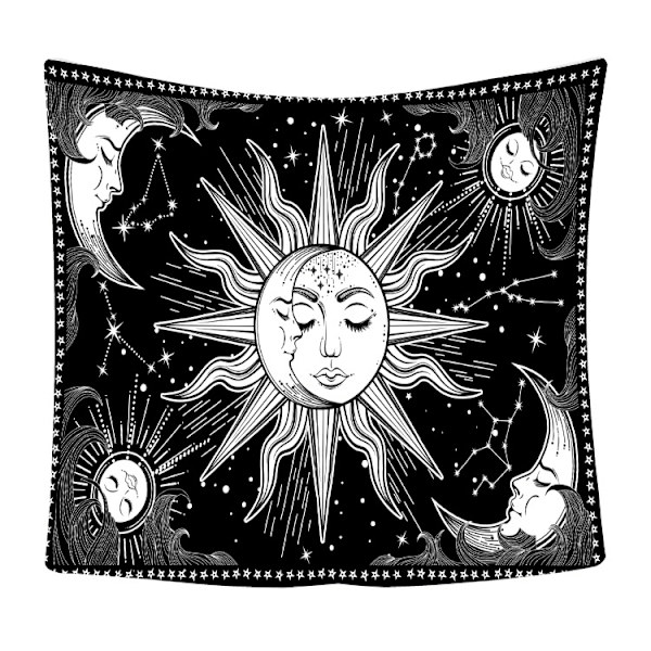 Månstjärnor Konst i Svartvitt, Mandala Tapestry med HD-tryck, Väggbonad i Polyestertyg, Perfekt för Estetiska Sovrum, Studentrum