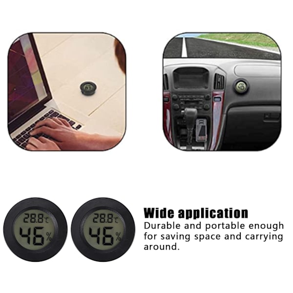 2 st Mini Digital LCD Termometer Hygrometer Rund Form Temperatur Luftfuktighetsmätare för Reptilbur