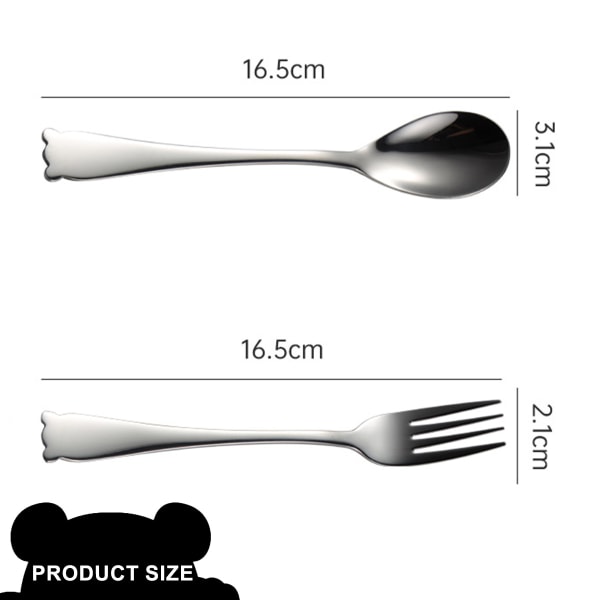 6pcs304 stainless steel Panda shaped fork and spoon set polished portable tableware