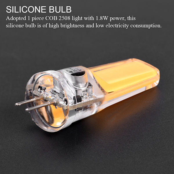 COB2508 G4 LED-lampor, icke-dimmbara silikonlampor (varmvit 12V~24V)