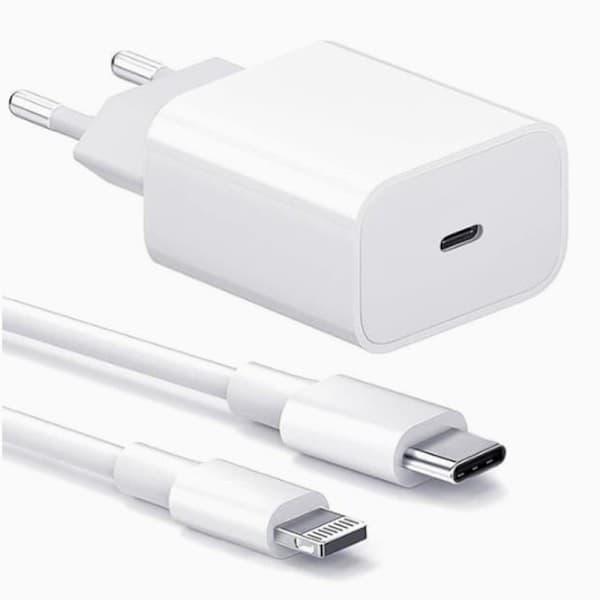 4-pakning - Lader til iPhone-adapter+kabel 20W USB-C hurtiglader