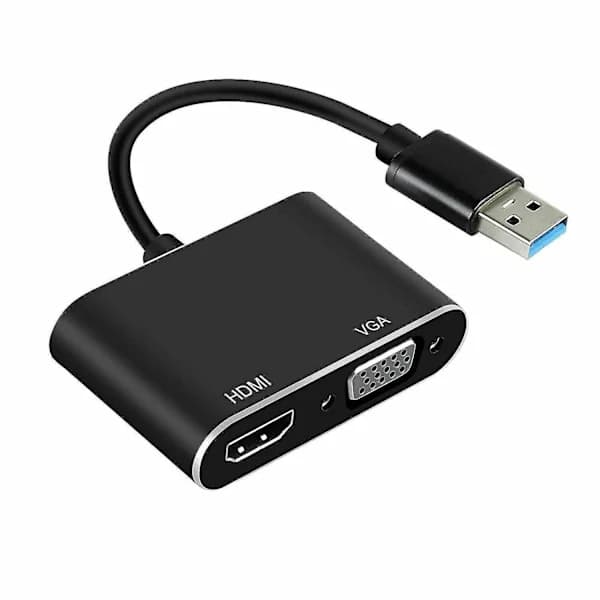 USB 3.0 til HDMI + VGA Full HD 1080p videoadapterkabelkonverter for PC