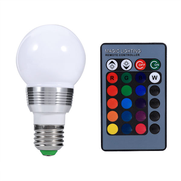 3W 16 Färg RGB LED Ljus Färgförändrande Lampa Glödlampa 85-265V Med Fjärrkontroll för Hem Bar E27