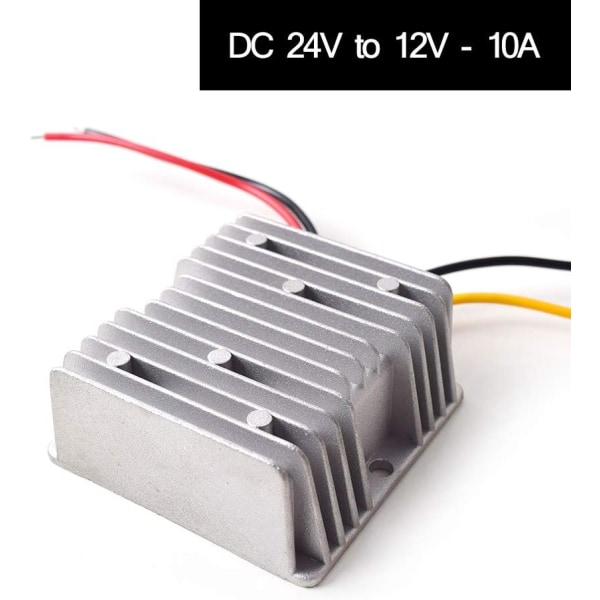 DC 24V till 12V Steg-ner 10A 120W Strömkonverter Bilregulator Adapter för Auto Bil Lastbil Båt etc - Vattentät (DC15-40V Ingångar)