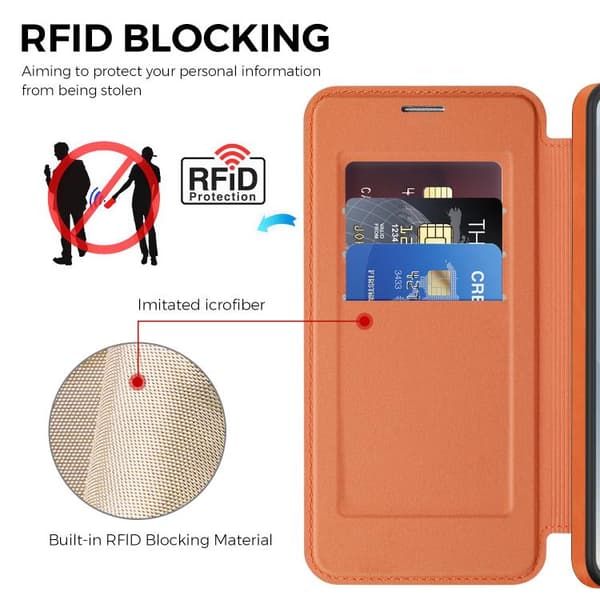 Samsung Galaxy S26+ / S26 Plus 5G nahkakotelo MagSafella, oranssi