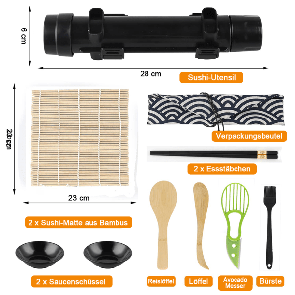 Sushi-sett for hjemmelaging, sushi-sett for nybegynnere, sushi-formsett, for nybegynnere