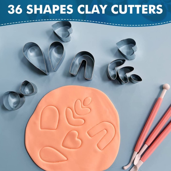 126 st Polymer Clay Cutters Set, 36 former Rostfritt stål Clay Cutters med 40 cirkelformade skärare och 50 örhängen tillbehör, polymer