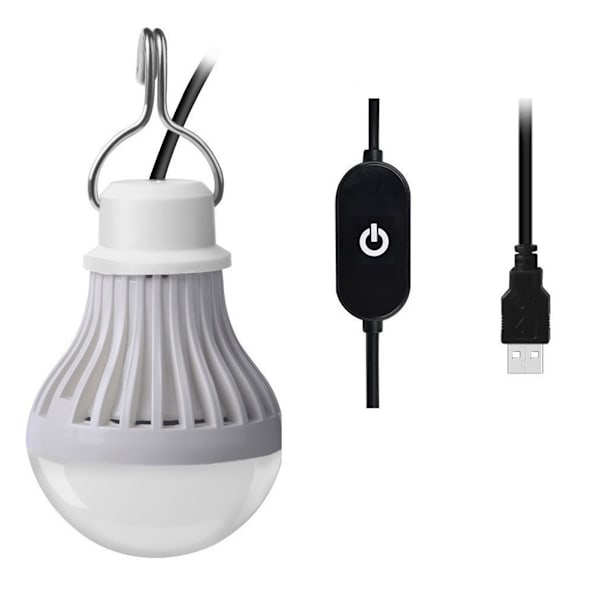 5W 5V USB Camping Lys Bærbar LED Pære Utendørs Lys med Berøring Dimmer 2.5m Ledning Telt Lys Nødlys