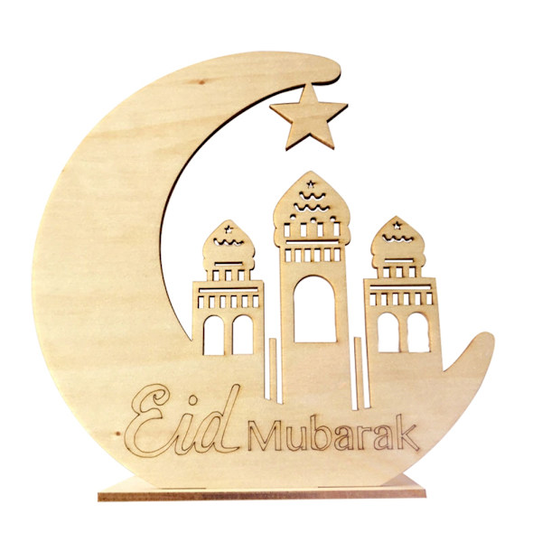 Puukuinen LED-pöytäkoriste, sirppi (Eidmubarak（02))