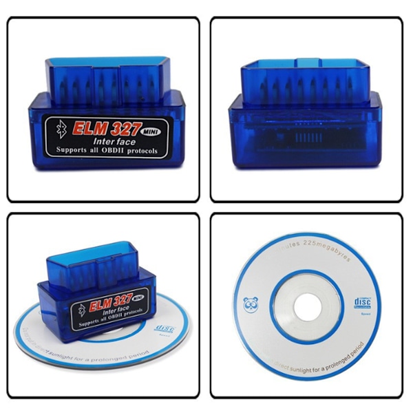 Kompakt Mini ELM327 OBDII Automatisk Diagnostisk Skanner, Bluetooth Skanningsverktyg för Felsökning av Motor, Rensa Felkoder, Visa Sensordata, för OBD2