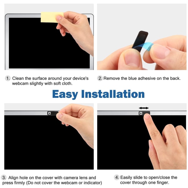Webcam-dæksel kompatibel med computer, bærbar computer, smartphone, beskyttelse af privatlivets fred (6-pakning)