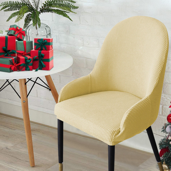 Velvet Tufted Wingback Chair Slipcovers, återanvändbar tvättbar (gul, set med 1) Beige