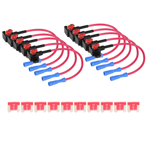 10 st. Bil Säkring Tap Adapter 10A Micro Mini Blad Säkringshållare