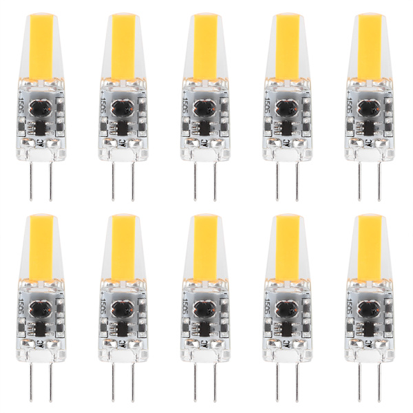 10 stk. Mini G4 LED-lyspære i silikon for husholdning, 1,5 W AC12V for bil, skap, hotellbelysning