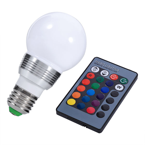 3W 16 Färg RGB LED Ljus Färgförändrande Lampa Glödlampa 85-265V Med Fjärrkontroll för Hem Bar E27