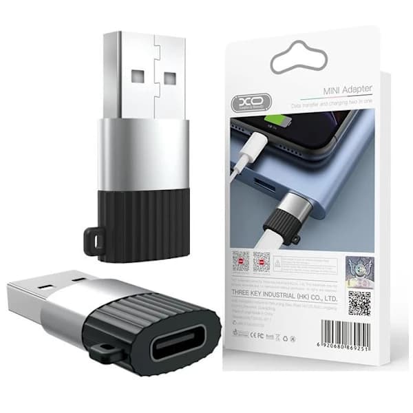-adapter A (han) til -C (hun) Opladning Dataoverførsel Sort