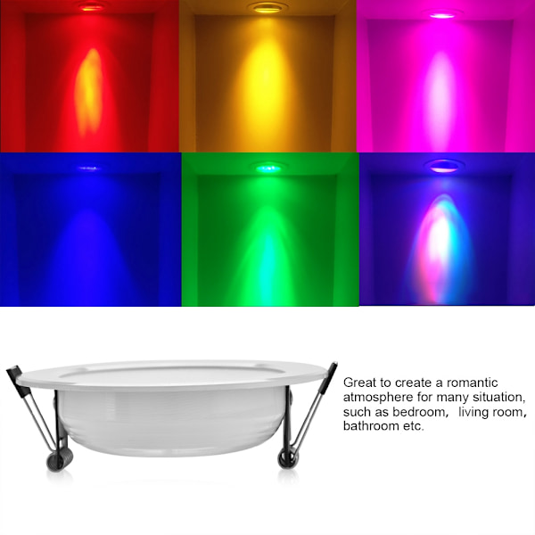 Himmennettävä RGB-LED-paneelilamppu, kattoon upotettava alasvalo, kaukosäätimellä, 5 W