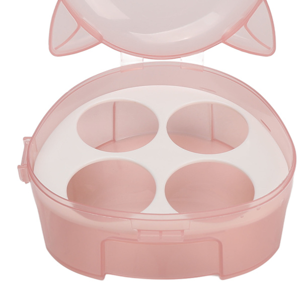3 stk. 4-rums Makeup Svampeholder Katteformet Støvsikkert Transparent Skønhedssvampebeholder Holder
