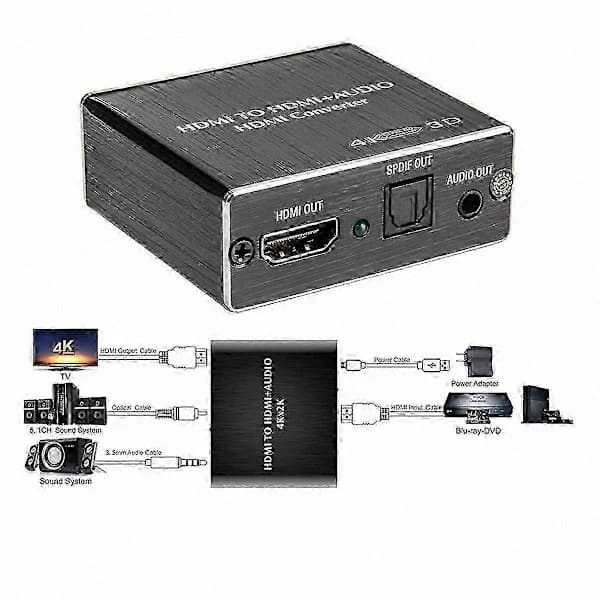 Digital ljudomvandlare HDMI till SPDIF optisk stereoextraktoradapter 0701