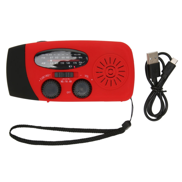 Hand Crank Radio AM/FM NOAA 3 Charging Methods 1200mAh Power Bank Emergency Weather Radio with LED Flashlight for Hiking