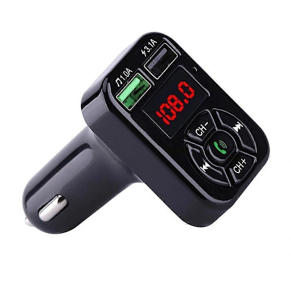 Bluetooth Biloplader 3.1A Hurtig Opladning Kort FM Bil Bluetooth MP3 Sender Sort