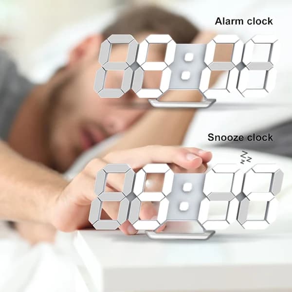 Digital väckarklocka 3D dimbar snooze modern tyst väckarklocka